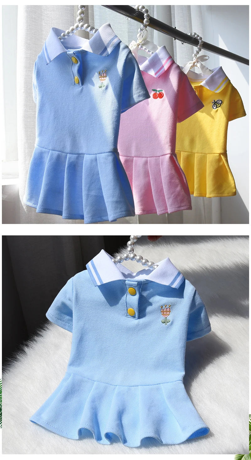 Spring Summer Dresses for Small Dogs Puppy Clothes Cute Polo Student Cat Skirt Dress Princess Dog Clothing vestido perro