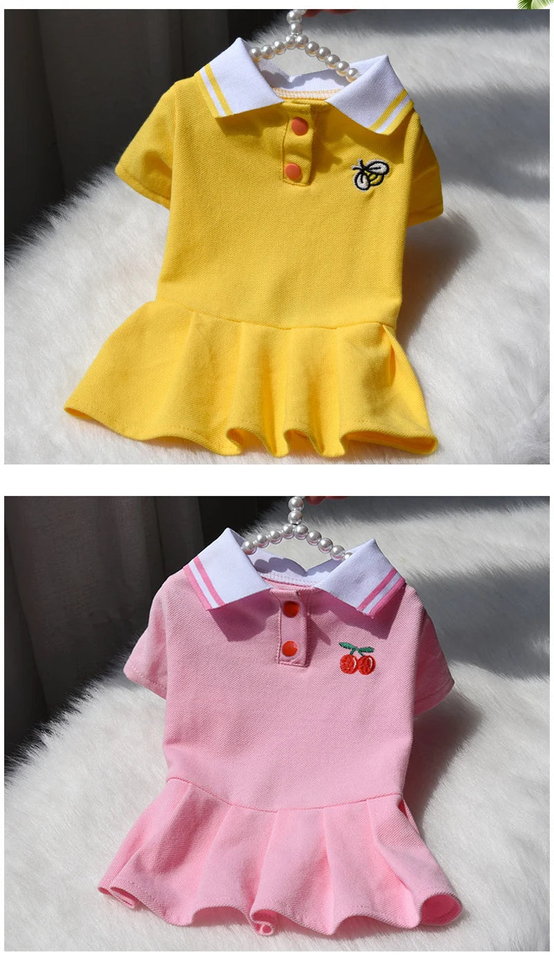 Spring Summer Dresses for Small Dogs Puppy Clothes Cute Polo Student Cat Skirt Dress Princess Dog Clothing vestido perro