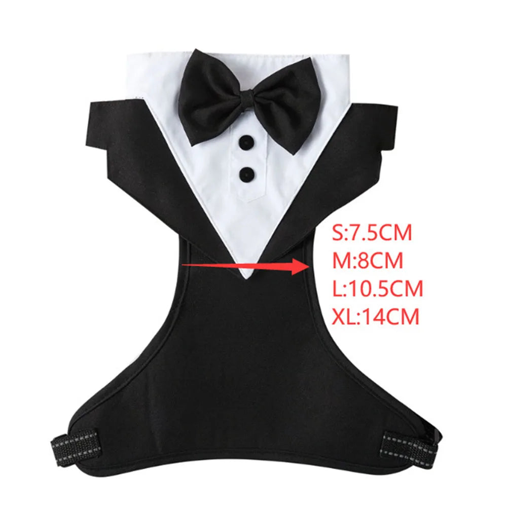 Dog Tuxedo Costume – Formal Wedding Suit with Bow Tie for Small Dogs & Cats