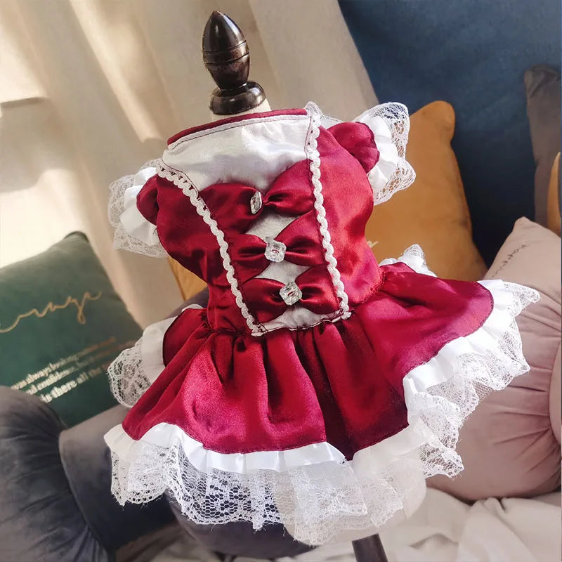 Summer Pet Clothes Dot Dog Dress For Dogs Skirt Summer Princess Dog Wedding Dresses York Clothes For Dogs Skirts Pet Cat Dress