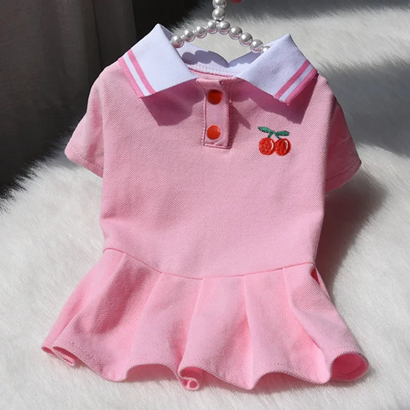Spring Summer Dresses for Small Dogs Puppy Clothes Cute Polo Student Cat Skirt Dress Princess Dog Clothing vestido perro