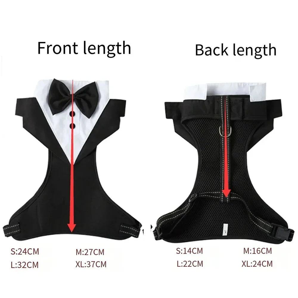 Dog Tuxedo Costume – Formal Wedding Suit with Bow Tie for Small Dogs & Cats