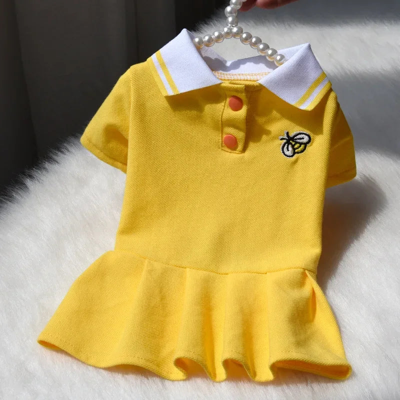 Spring Summer Dresses for Small Dogs Puppy Clothes Cute Polo Student Cat Skirt Dress Princess Dog Clothing vestido perro