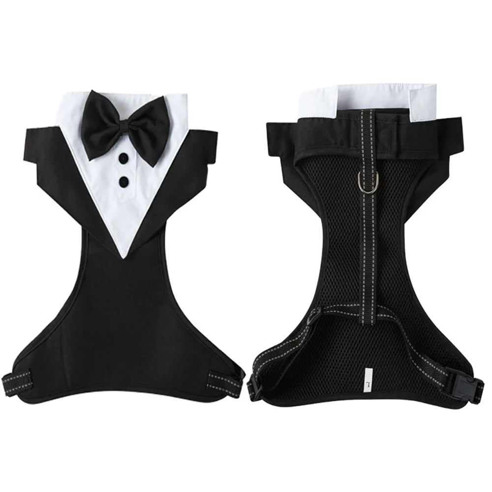 Dog Tuxedo Costume – Formal Wedding Suit with Bow Tie for Small Dogs & Cats