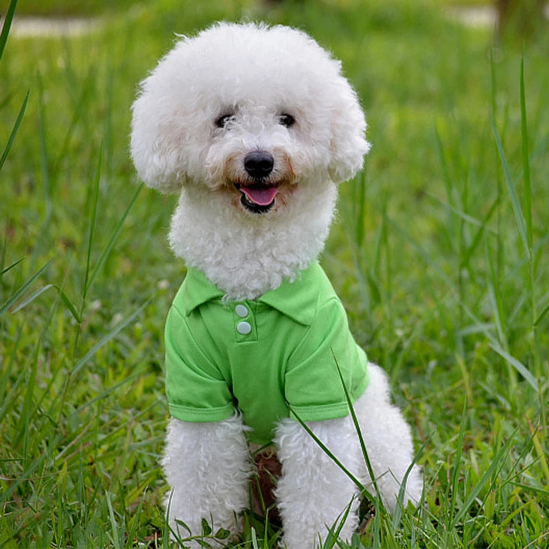 Spring Dog Shirts 6 Candy Colors Vest Pet Polo Collar Breathable Solid Shirts