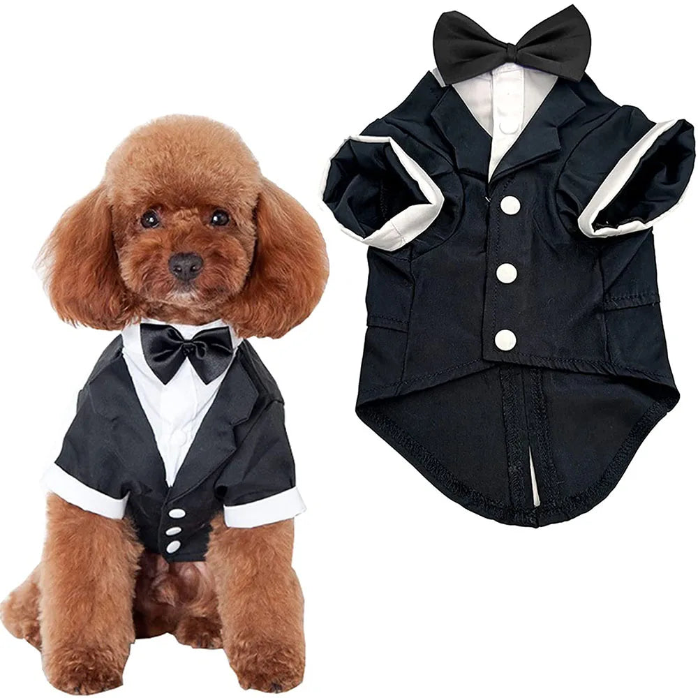 Dog Tuxedo Costume Wedding Party Suit Formal Tuxedo for Dogs Prince Shirt Weeding Attire Elegant Dog Cosplay Apparel
