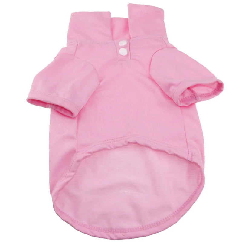 Spring Dog Shirts 6 Candy Colors Vest Pet Polo Collar Breathable Solid Shirts