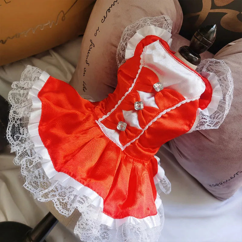 Summer Pet Clothes Dot Dog Dress For Dogs Skirt Summer Princess Dog Wedding Dresses York Clothes For Dogs Skirts Pet Cat Dress