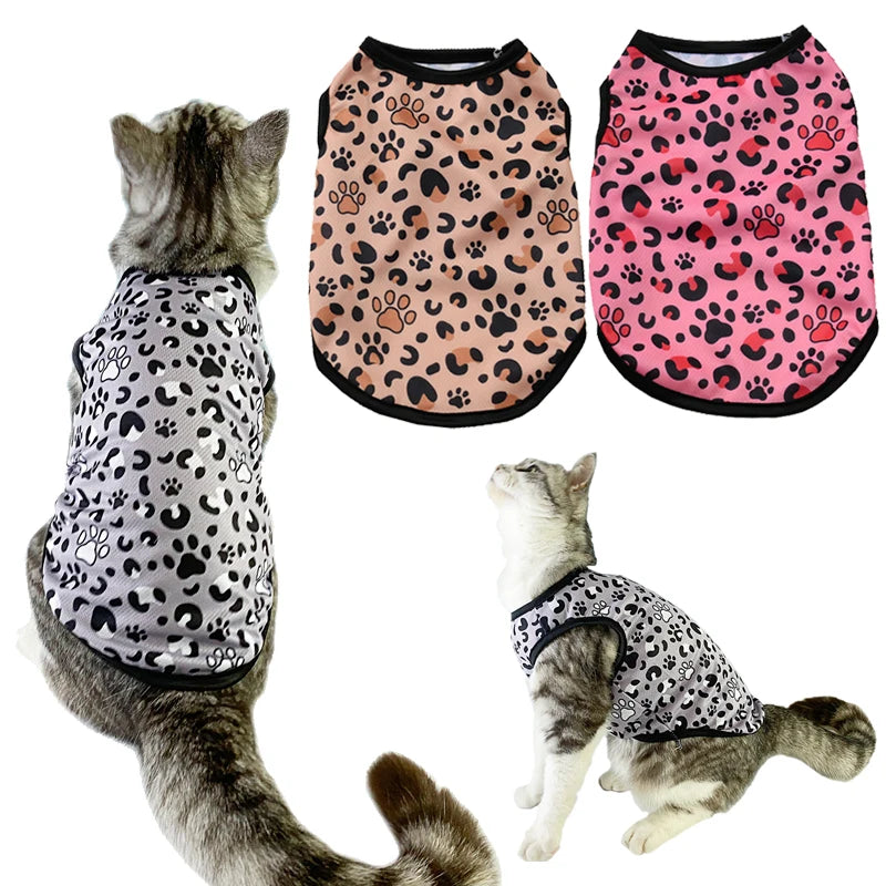 Leopard Print Pet Cat Clothes For Small Dogs Cats Vest Summer