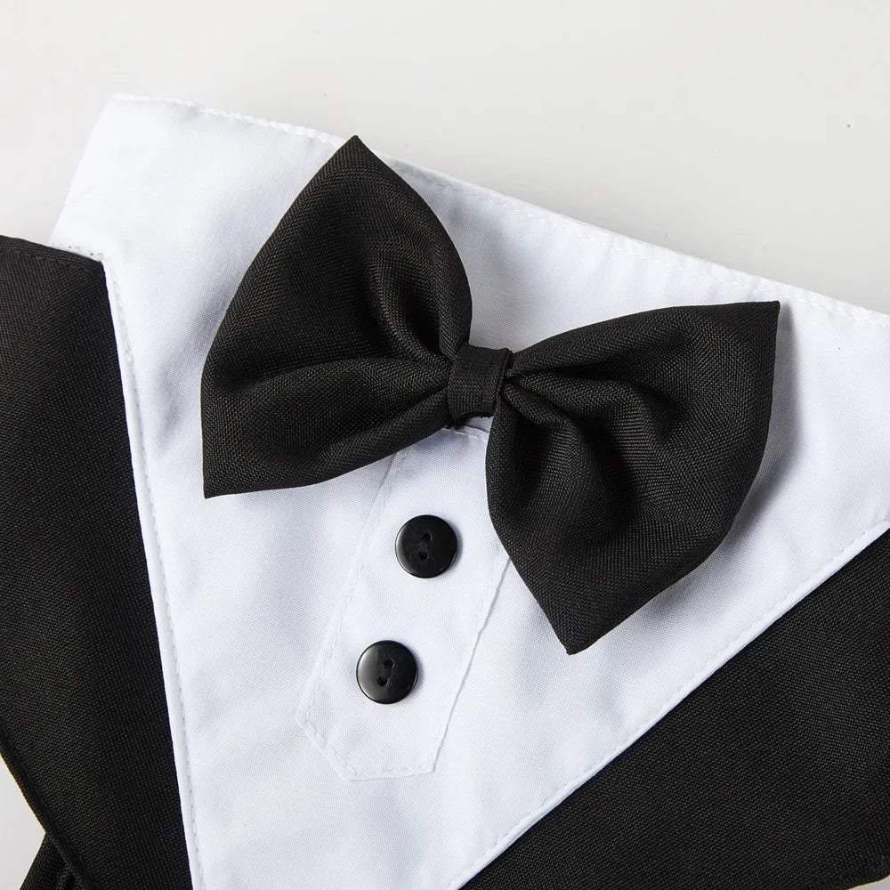 Dog Tuxedo Costume – Formal Wedding Suit with Bow Tie for Small Dogs & Cats