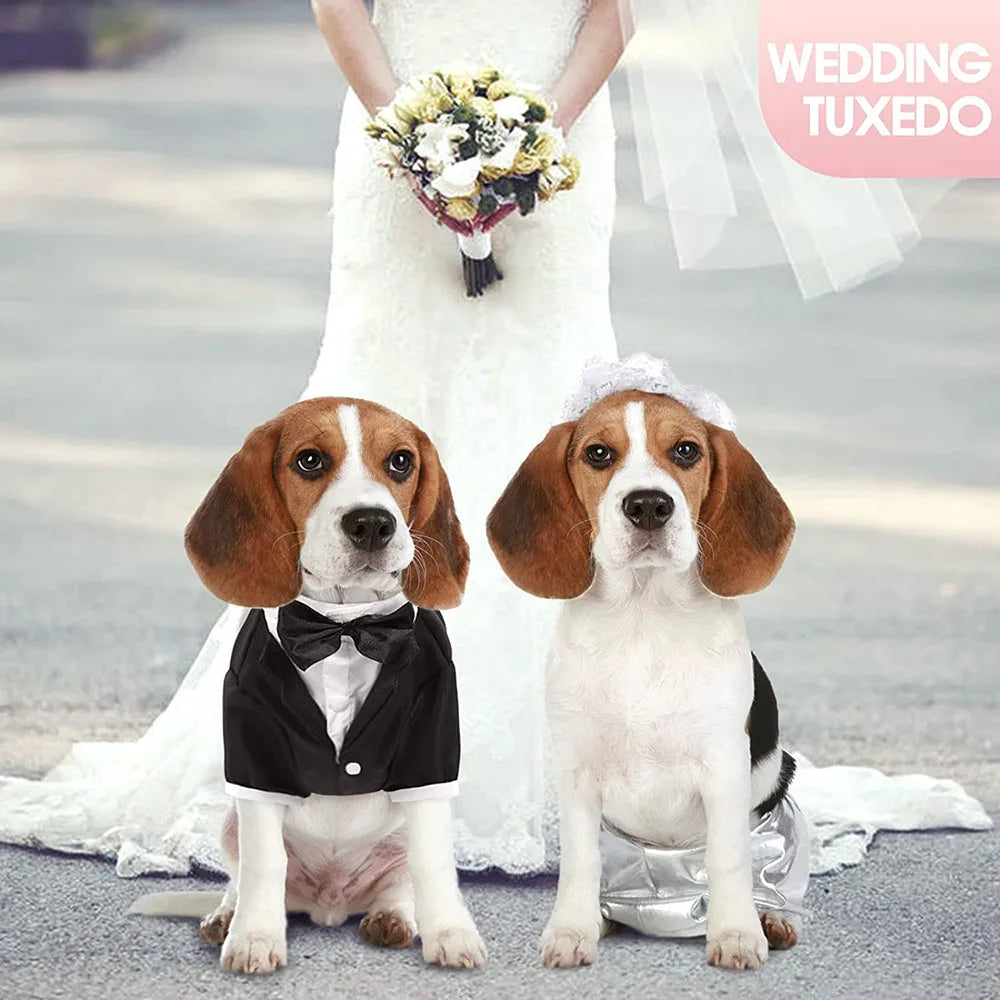 Dog Tuxedo Costume Wedding Party Suit Formal Tuxedo for Dogs Prince Shirt Weeding Attire Elegant Dog Cosplay Apparel